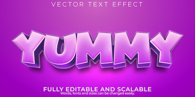 Editable text effect yummy, 3d cartoon and funny font style