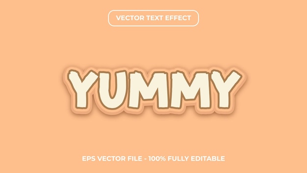 Editable text effect yummy for food illustration