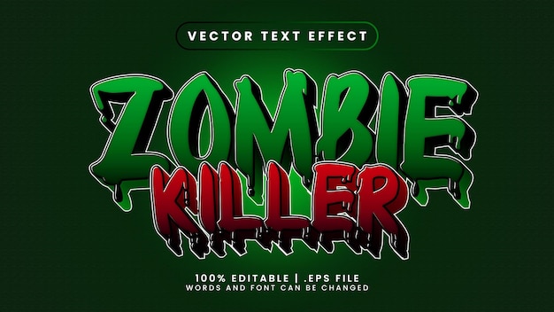 Editable text effect zombie killer halloween 3d evil and apocalypse font style