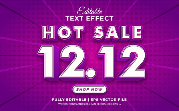 Editable text effect12 12 hot sale banner text effect