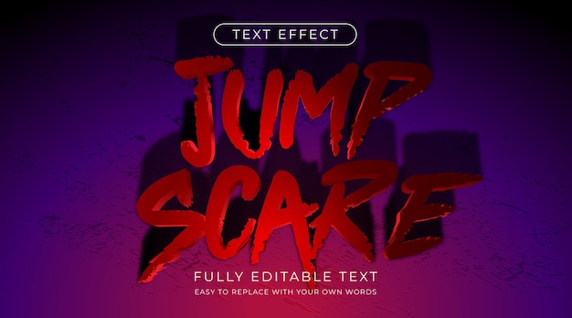 Vector editable text effectjump scare dark thriller horror style with low angle lighting