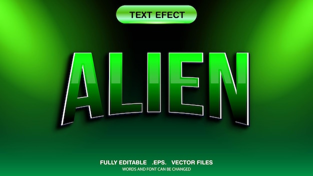 Vector editable text effects alien theme