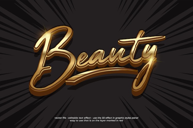 editable text effects beauty with gold shine effect style