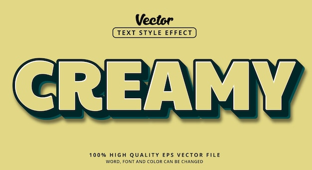 Editable text effects Creamy text in modern color style and soft elegant metallic style