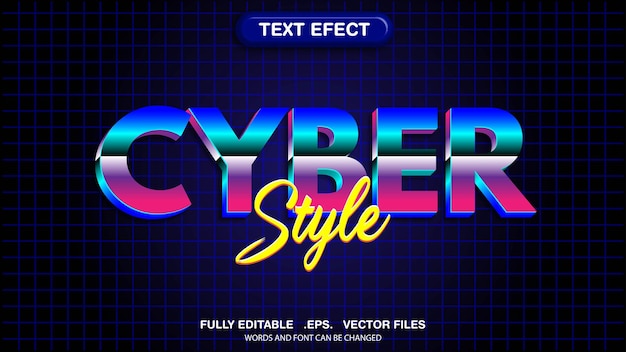 Tema di stile cyber con effetti di testo modificabili