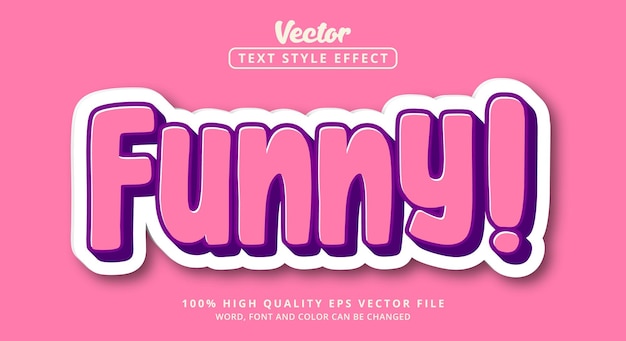 Editable text effects Funny Text is pink and purple an attractive cartoon style font