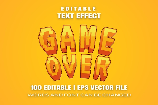Editable text effects game over words and font can be changed