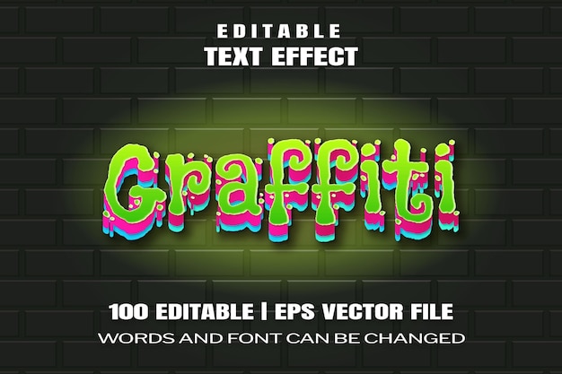 Редактируемые текстовые эффекты граффити слова и шрифт могут быть изменены