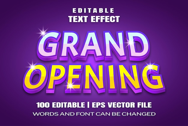 Editable text effects grand opening words and fonts can be changed