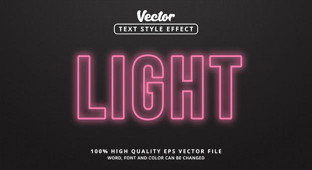 editable text effects, light text with modern color style and glowing text