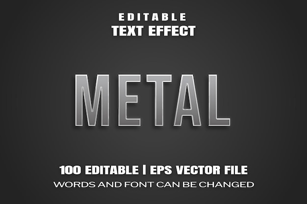 Редактируемые текстовые эффекты металлические слова и шрифт можно изменить