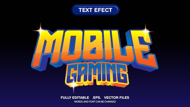 Vector editable text effects mobile gaming theme