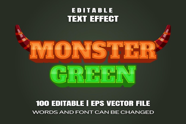 Editable text effects monster green words and font can be changed