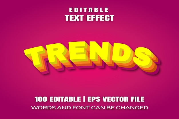 Редактируемые текстовые эффекты слова трендов и шрифт можно изменить