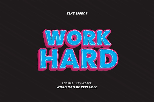 Editable Text Effects - Word Work Hard with Modern Theme