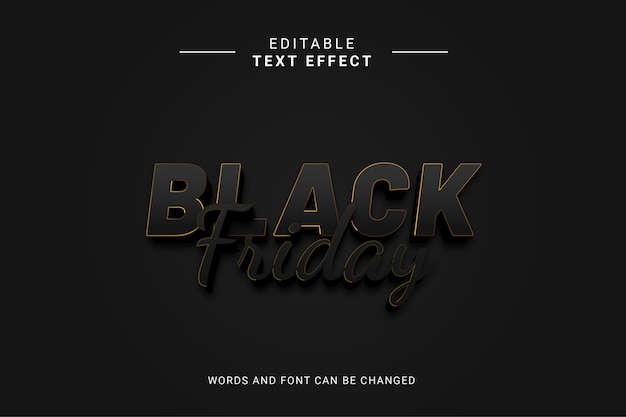 편집 가능한 텍스트 Effext Black Friday With Gold Lines And Black Color