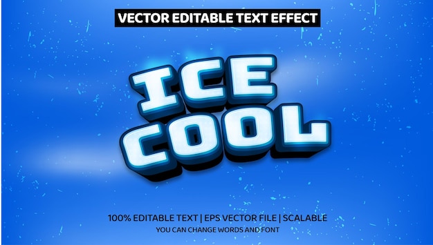 Vector editable text ice cool 3d cartoon style effect