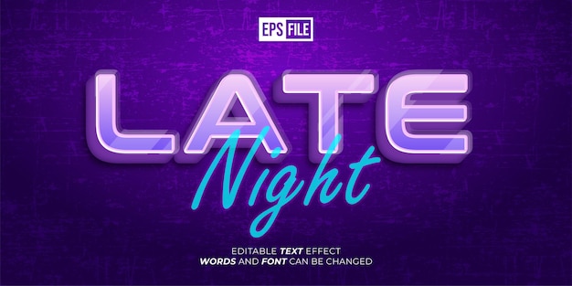 Editable text Late night 3d style editable text effect