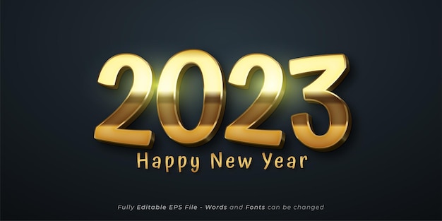 お祝いのバナーに適した編集可能なテキスト番号新年あけましておめでとうございます2023ゴールドスタイルの効果