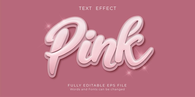 Editable text pink with three dimension text glass style