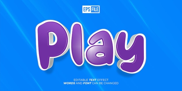 Vector editable text play 3d style text effect