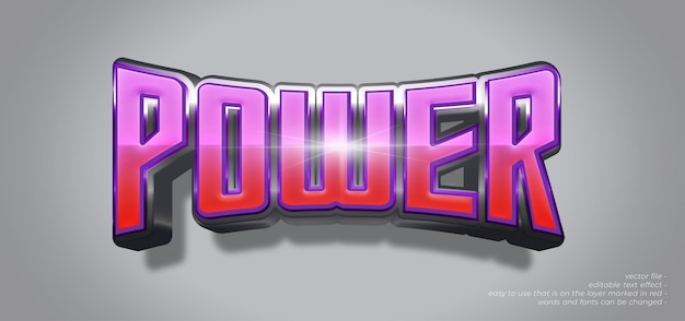 Editable text power with 3d metal style text effect