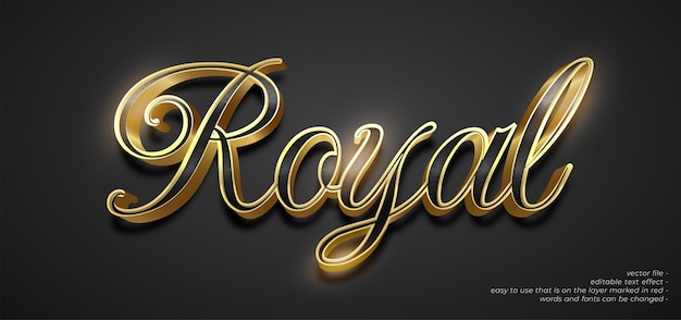 Editable text royal with gold 3d style text effect