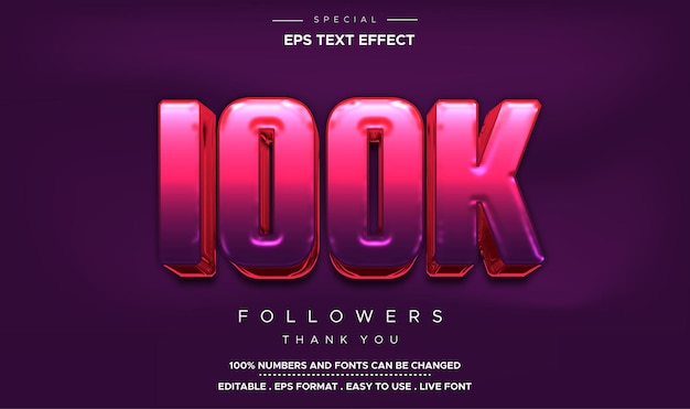 Vector editable text style 100k number effect