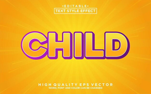 Editable text style effect 3d child