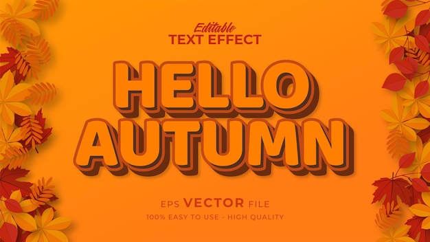 Editable text style effect - autumn text with maple leaves illustration