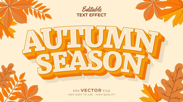 Editable text style effect autumn text with maple leaves illustration