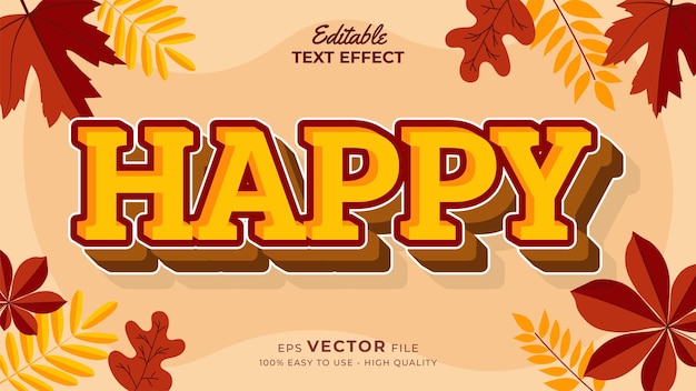 Editable text style effect autumn text with maple leaves illustration