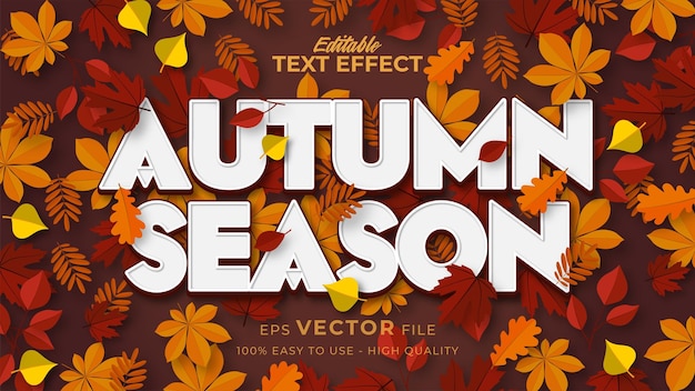 Editable text style effect - autumn text with maple leaves illustration