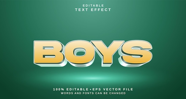 Editable text style effect boys text style theme