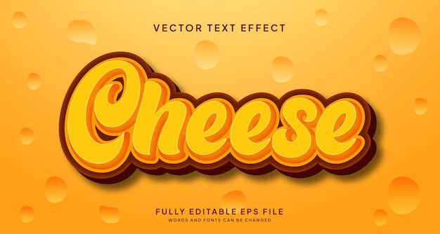 Vector editable text style effect cheese text style theme