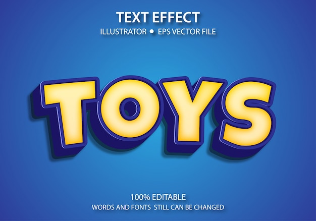 Vector editable text style effect cute toys premium