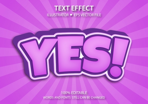 Editable text style effect cute yes