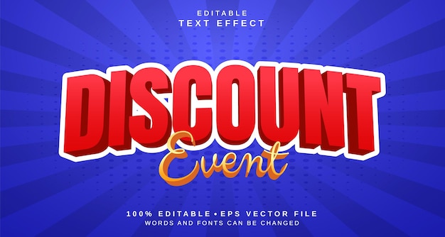 Vector editable text style effect discount text style theme