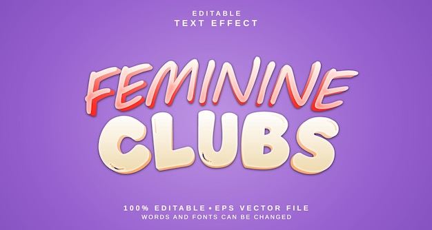 Editable text style effect feminine clubs text style theme