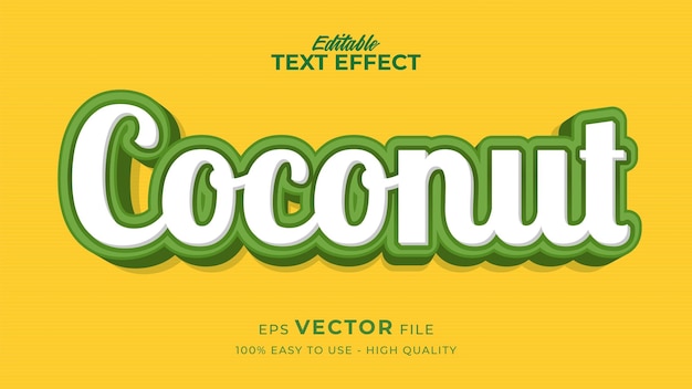 Editable text style effect fresh coconut text style theme