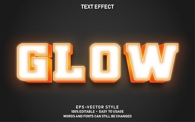 Vector editable text style effect glow yellow