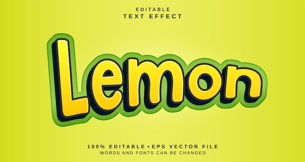 Вектор Эффект стиля текста с редактированием тема стиля текста lemon