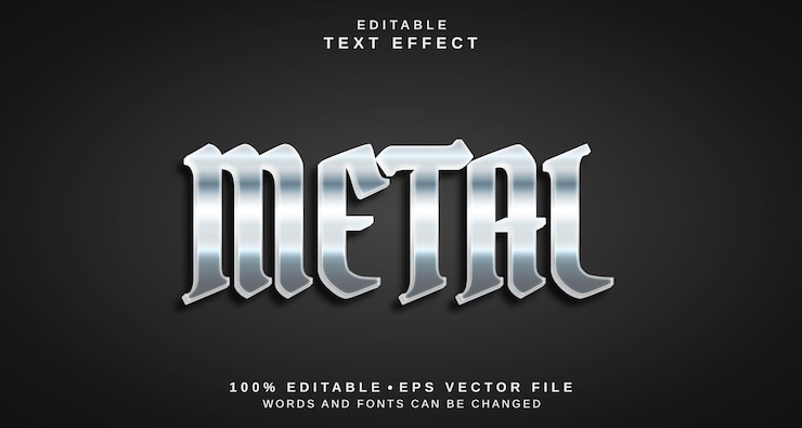 Вектор редактируемый эффект стиля текста тема стиля металлического текста