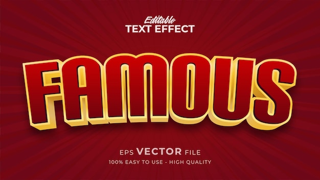 Editable text style effect - red comic famous text style theme