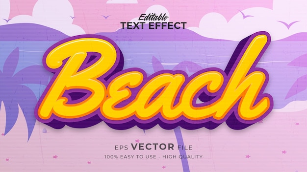 Editable text style effect - retro beach text style theme