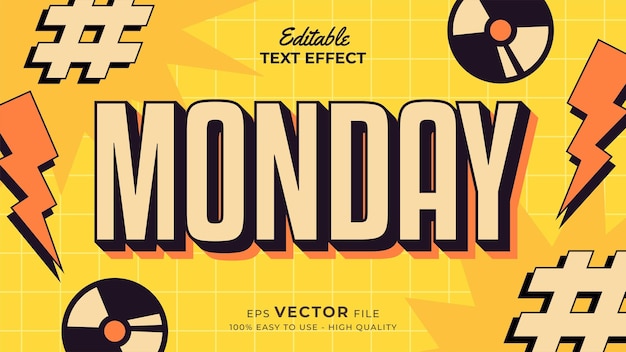 Vector editable text style effect retro old school cartoon text in groovy style theme