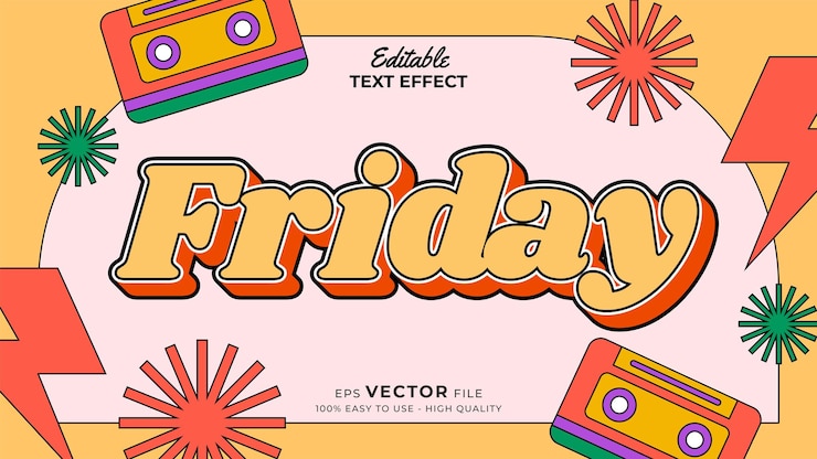 Editable text style effect retro old school cartoon text in groovy style theme