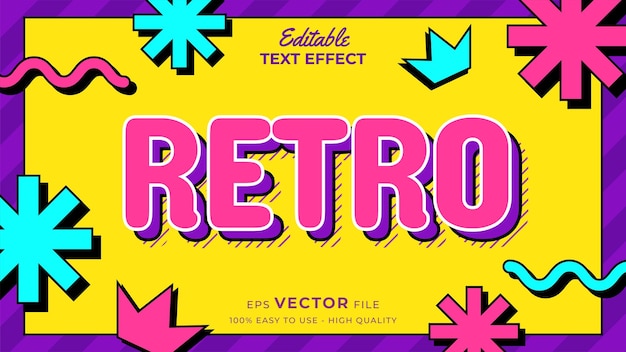 Editable text style effect retro old school cartoon text in groovy style theme