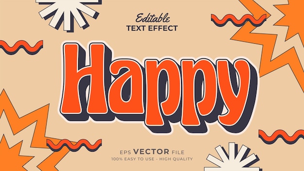 Editable text style effect retro old school cartoon text in groovy style theme