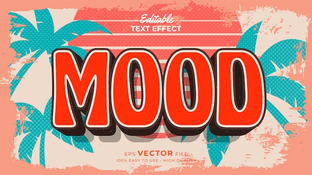 Editable text style effect retro summer text in grunge style theme